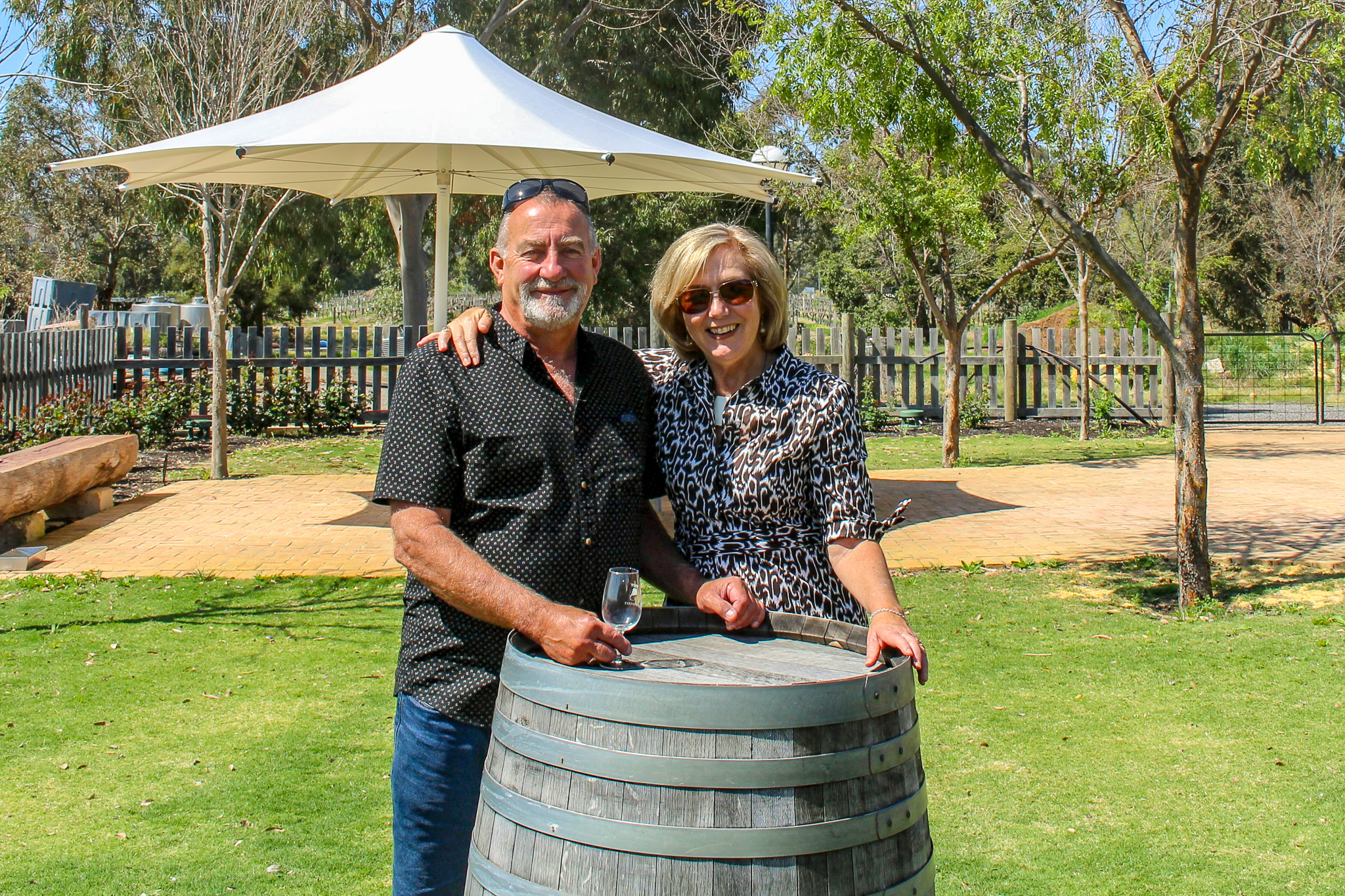 Enjoying a wine at a Swan Valley Winery.