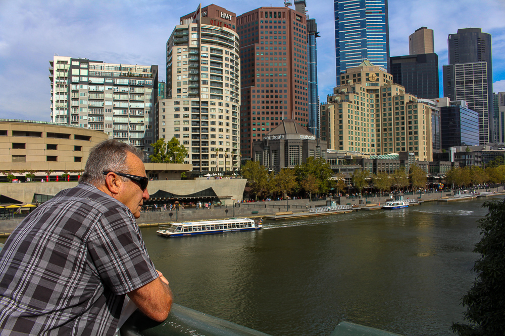 Greg checking out the view over the Yarra River in Melbourne